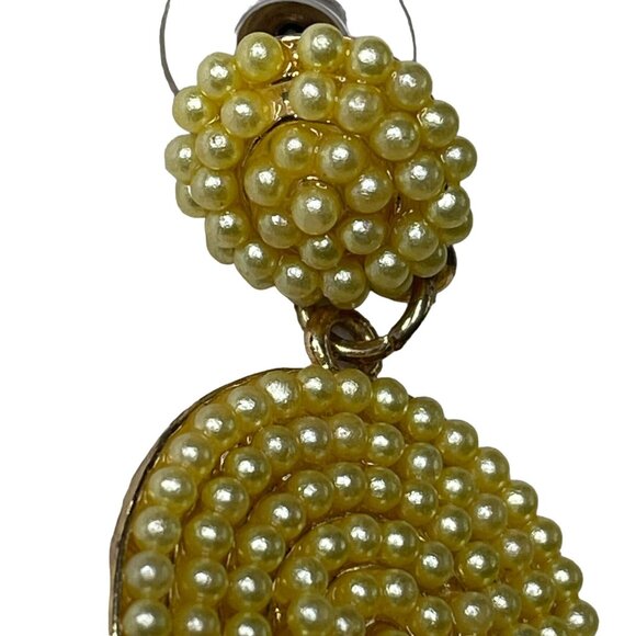 Vintage Yellow Beaded Dangle Earrings Statement Earrings u Handmade Boho Chic Je - Picture 5 of 5